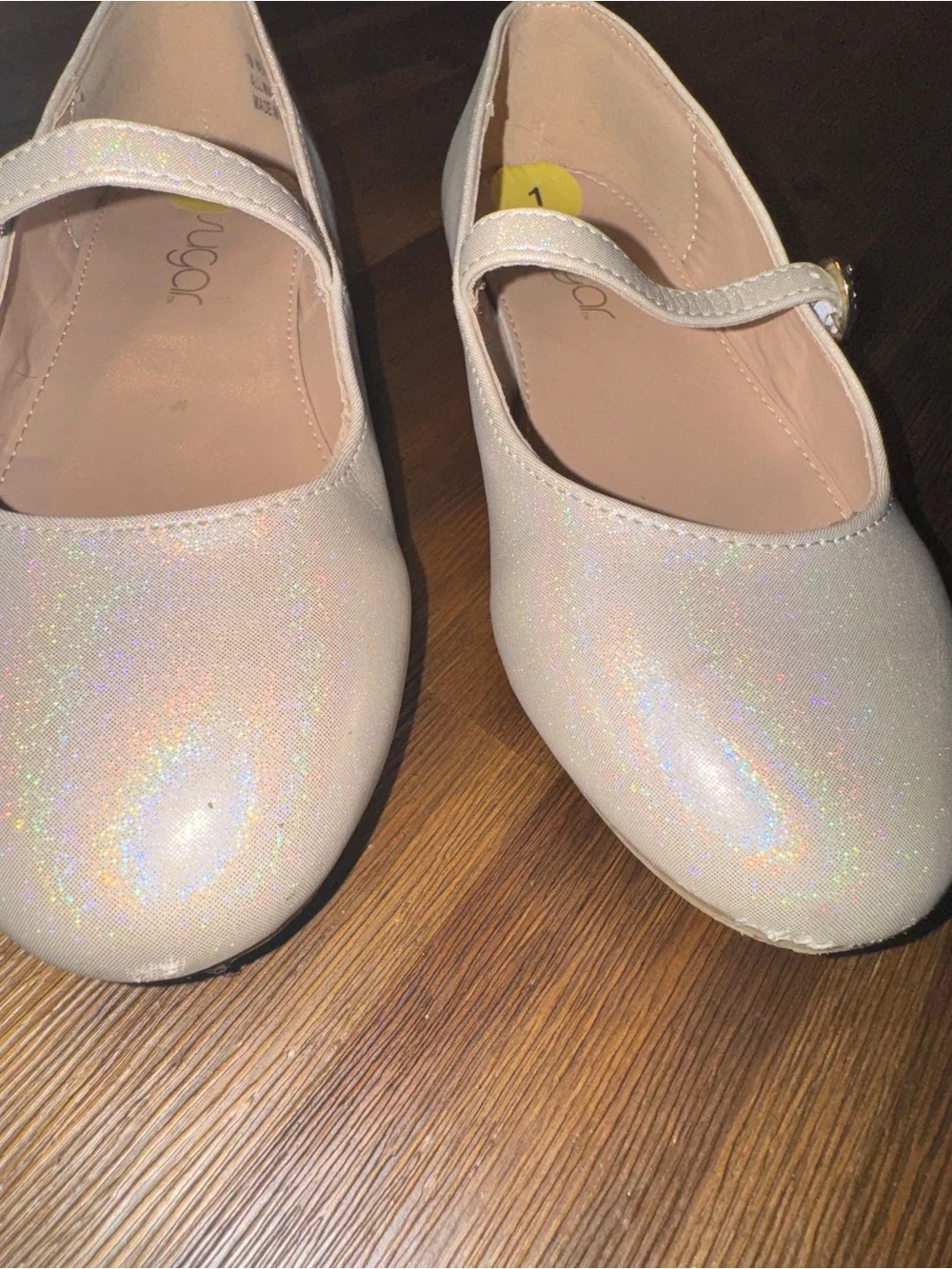 Sugar Girls Size 1 Iridescent Shimmer Mary Jane Dress Shoes Rhinestone